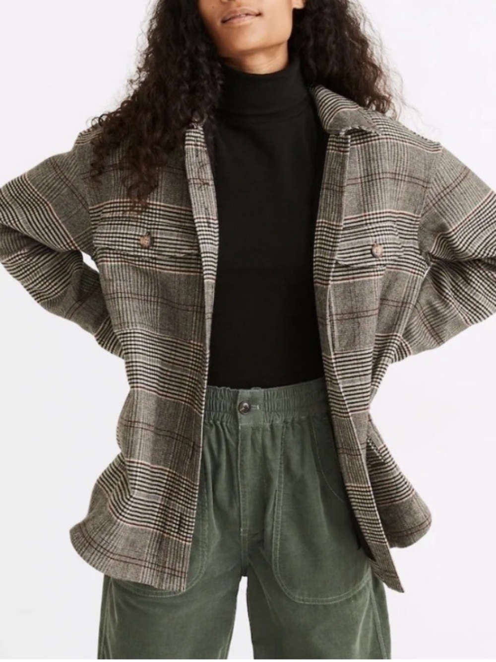 Madewell Plaid Sherpa Lined Shacket Jacket Brown Gray XS Layer - 54790